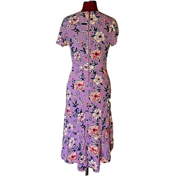 Xhilaration Dress Multicolor Women Size XS Faux Wrap High Low Hem Floral - Picture 3 of 6